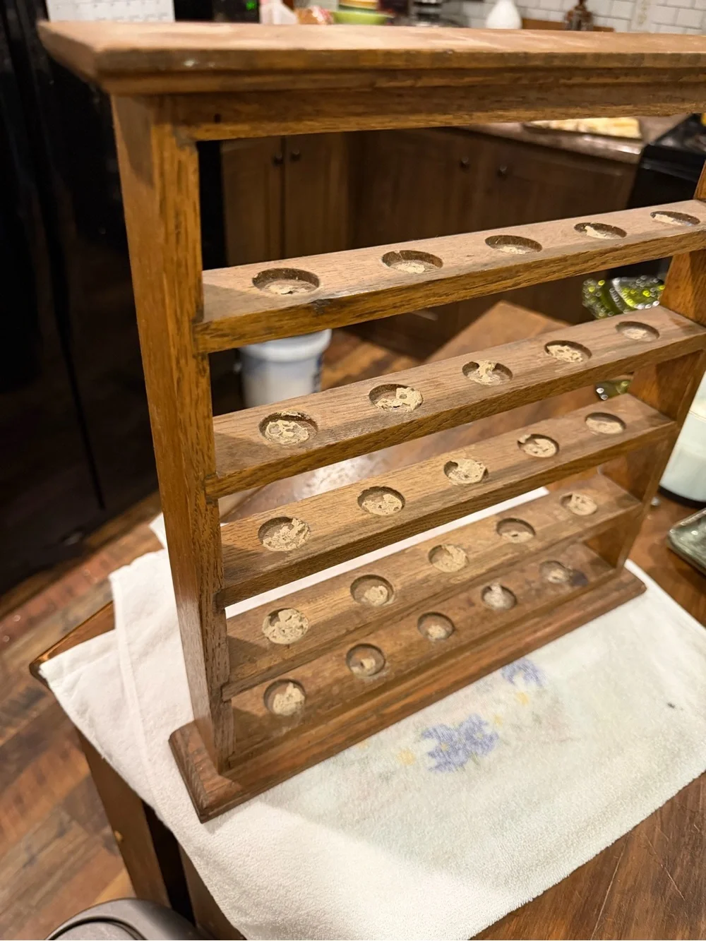 Vintage Wooden Shot Glass Golf Ball Wall Hanging Display Rack